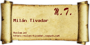 Milán Tivadar névjegykártya