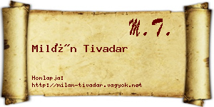 Milán Tivadar névjegykártya
